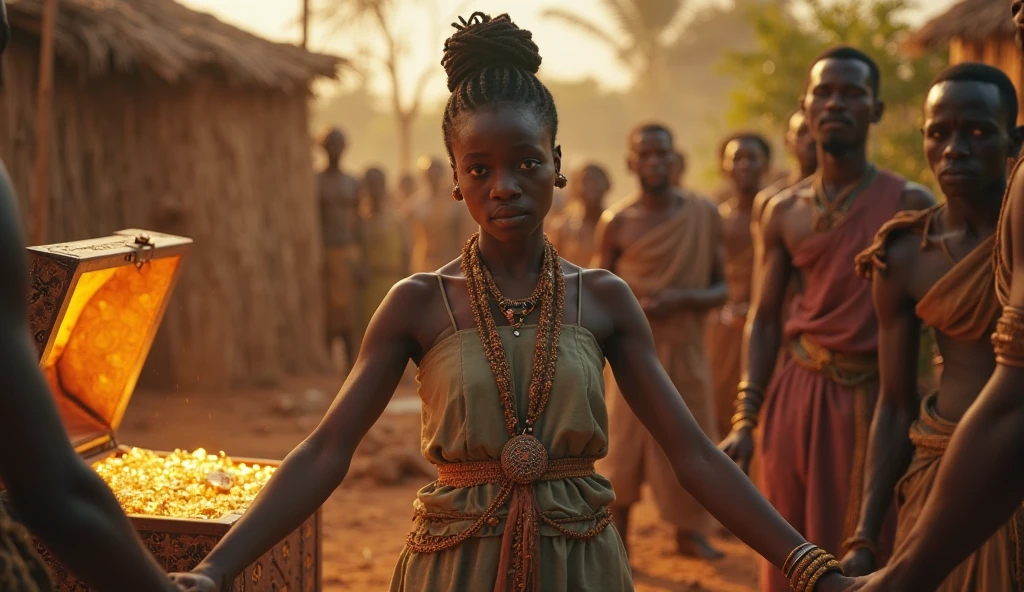 A rebel African half boy and half human infront of a temple in a futuristic world