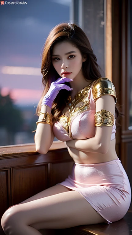 Dasha Taran sexy woman in a white gold and pink lotus lace armor skirt, chengwei pan on artstation, by Yang J, detailed fantasy art, stunning character art, fanart best artstation, epic exquisite character art, beautiful armor, extremely detailed artgerm, detailed digital anime art, artgerm on artstation pixiv, armor girl, cleavage big breasts:1.2, (mini skirt:1,5)