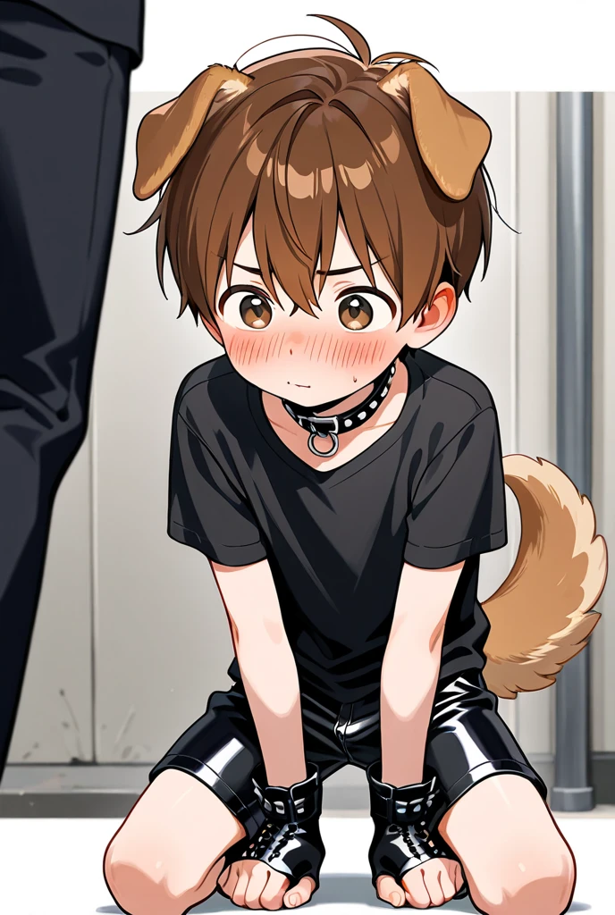 (1man:1.8),group,1girl, (crawl on all fours:1.3),short ponytails,beautiful girl,17 years old,,highschool student,akb48,nogizaka46,small breasts,skinny, brown hair,standing,(The woman is completely naked:1.7),fullnude,pussy,cry,tears,(collar:1.2),(restrained:1.2),(shackles:1.4),bdsm,public indecency,road in residential area,road,,Buildings outside,collar, (leash:1.4),(fullbody:1.3),A man takes a naked woman for a walk,The man holds a leash in his hand that connects to the woman's collar,man is 30 years old,
man is dog trainer,A man is training a woman,from side,