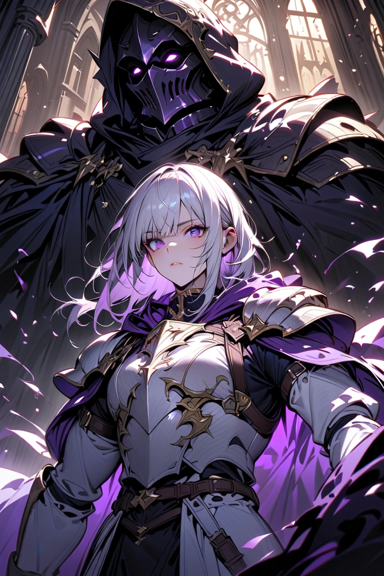 woman, blue eyes, long hair, white hair, mature, god eyes, diamond earings, glowing right eyes, two colors eyes, purple eyes, golden armor, injured, blood, dead, tears, glowing eyes, angry