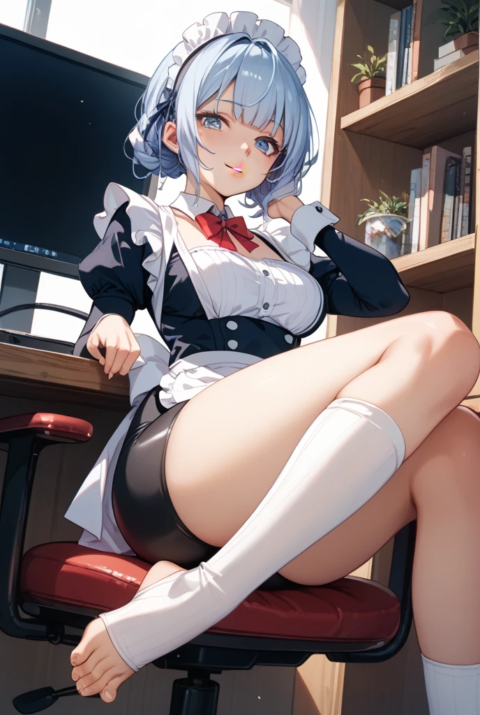 8K、masterpiece、Japanese、Woman wearing glasses、Neon(nod)、from the front、smile、Childish、Small breasts、See-through underwear、night、Bedroom、Show your underwear、mini skirt