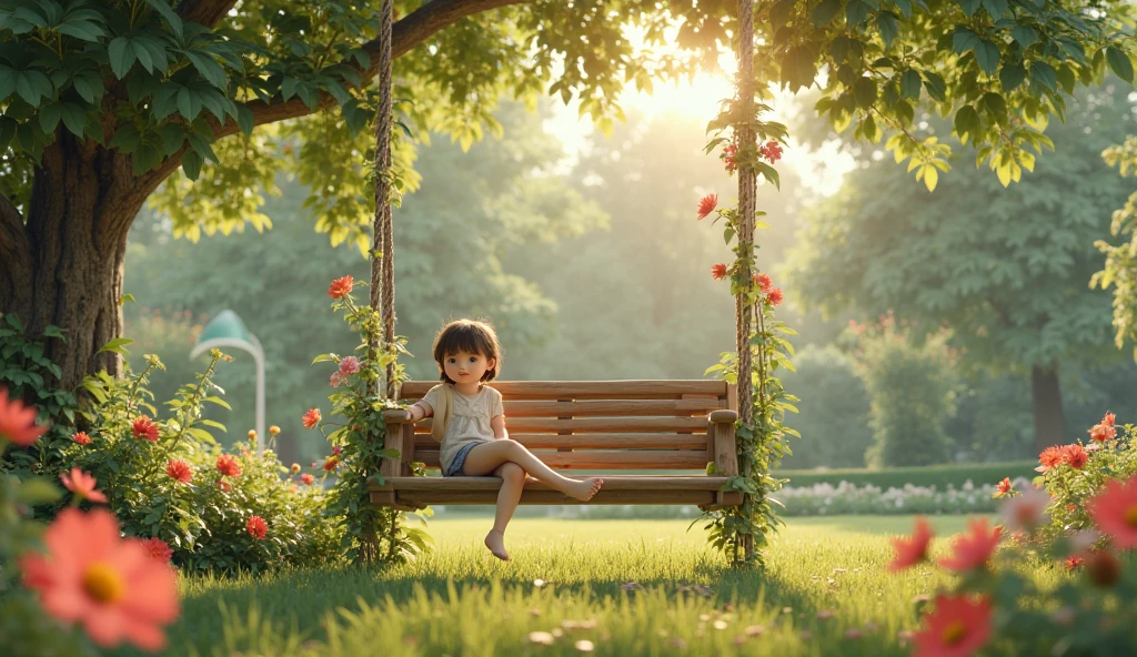 Date: 1939
Country: France
Description: A child reclines on a sunlit French garden swing, her dress billowing in the breeze, as time seems to pause in this idyllic moment.