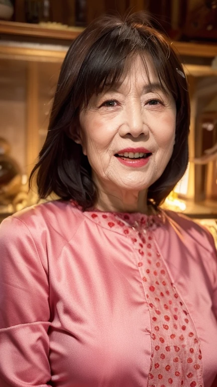 Mature Woman, 120 years old, Japanese painting, senior citizen, Draw lips correctly, Red lipstick, No discomfort, 16K, Highest quality, Very detailed, Realistic, Very detailed肌, (Japanese), alone, Huge breasts, Mature Madam, Glamour, sexy, Chromo White Skin, Staring straight ahead,
