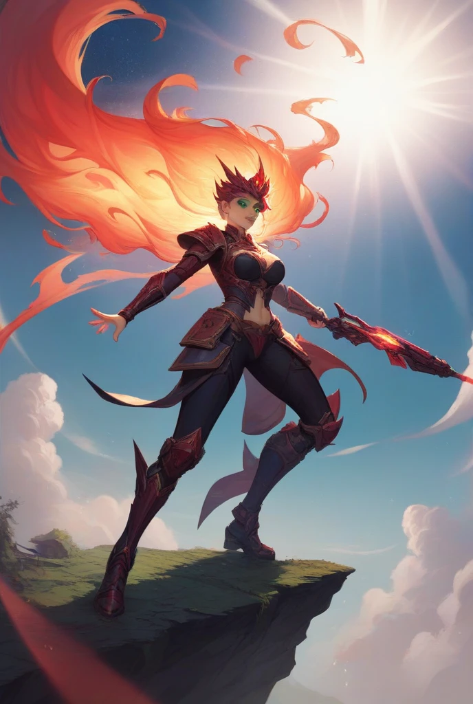score_9, score_8_up, score_7_up, masterpiece, high quality
<lora:Wildfire zyraPonyLora:0.8> 1girl, long hair, colored skin, forehead protector, glowing, vines around arms, cleavage, in a city, ruins, fire, glowing, plant, fiery hair, magic