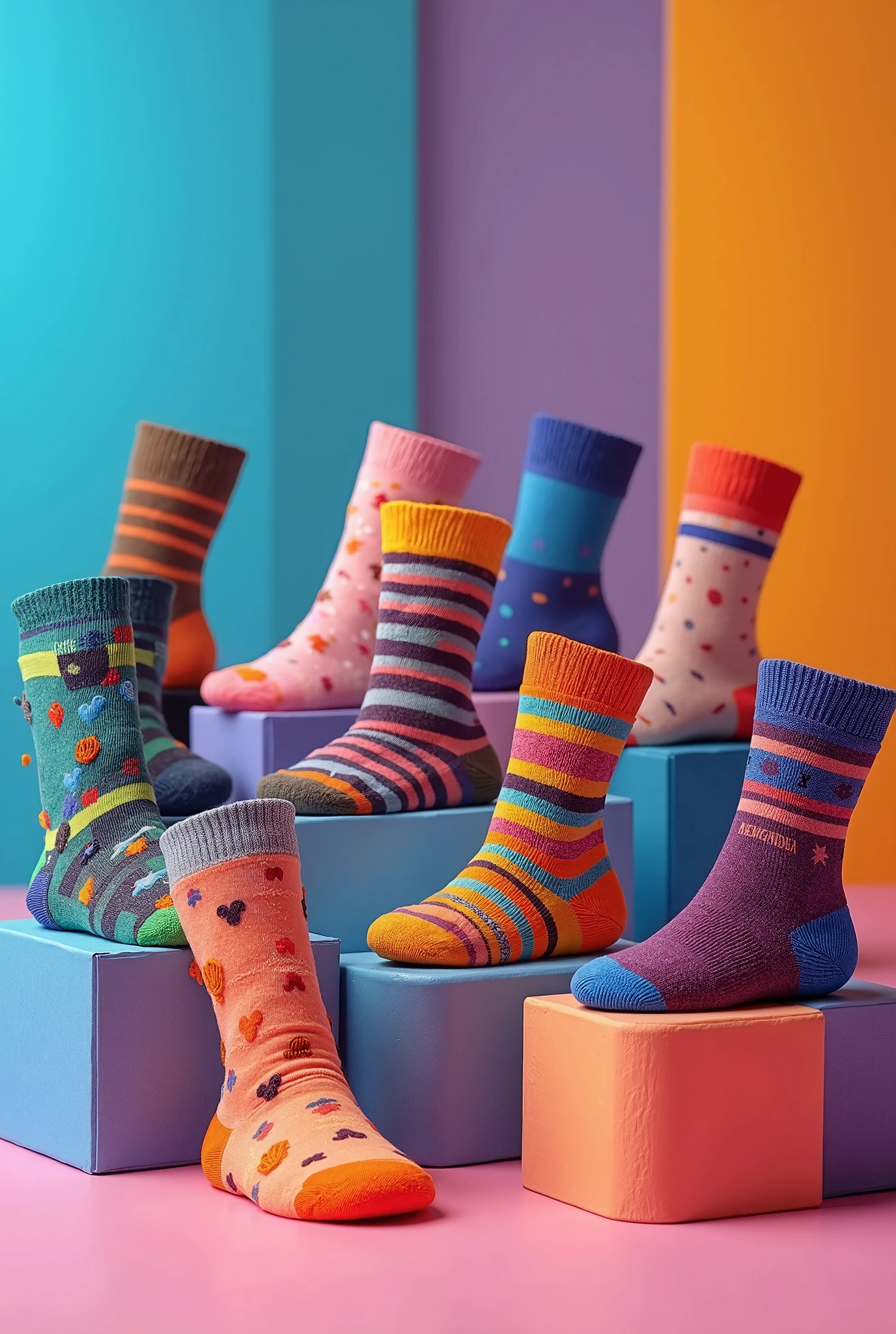 socks made from multicolored jigsaw pieces, <lora:Style_JigsawXL:0.8>