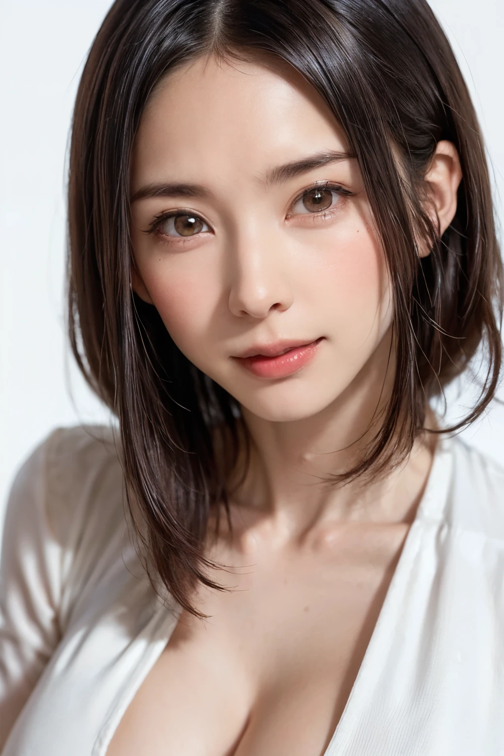 (SFW:1.8、masterpiece, masterpiece、Highest quality),1 Girl, alone, hyper Realistic, Realistic,Realistic, Looking at the audience, Light brown eyes:1.4,短めのBrunette Short Bob Hair:1.6、Highly detailed shiny hair:1.5, Very delicate and beautiful、Brightly colored off-the-shoulder dress.:1.4, See-through costume、Lepangas:1.4), Mouth closed, Upper Body、big chest eye、eyelash、{Hugeな|big chest|Hugeなな|Mega} whole :2, chestの谷間:2、(((Add highlights to the eyes:1.4、big chest eye、Short Bob Hair、Glowing Skin:1.4、Looking at the audience、She is very 美しい and cute、Show me your ears、Beautiful long neck、smile、Close your mouth and smile、bangsと美しい歯)))、Ideal body type、((Very beautiful red background:2、Simple blank landscape in vibrant baby colors:2、Very simple purple background:2))、Beautiful long neck:1.4、(({Huge|big|Hugeな|Mega} chest, chestの谷間:2))、(((Portraiture:2、Face close-up:2、Face close-up:2)))、Perfect Anatomy、((bangs:2))