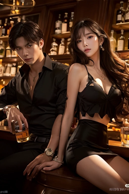 SFW, Highest Quality, realistic, Masterpiece, night club, KTV room, crazy party, sexual entertainment, korea, noisy, unkempt, lewd, erotic, Korean men, The men are rich tycoons, Men enjoy drinking and entertainment as ladies in entertainment establishments., detailed face, The young lady is very slim and wearing a short and slim dress., The woman is wearing heavy makeup, nail art, large earrings, and shiny precious metal accessories., sexual harassment, caress, sex
