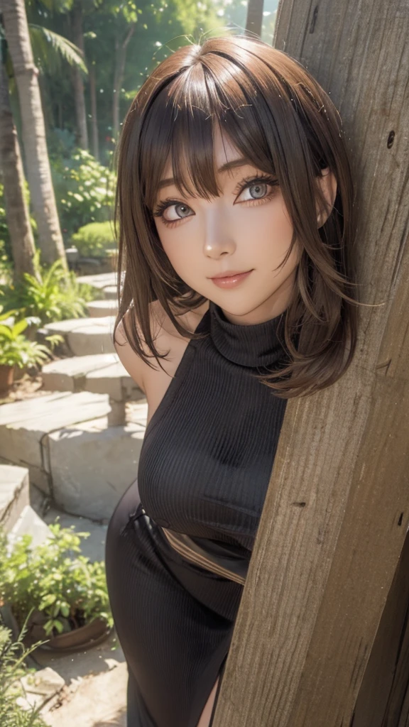 Best quality, masterpiece, ultra high res, (photorealistic:1.37), raw photo, ((Beautiful illustration)), 1girl, short hair, beautifull eyes, beautifull face, detailed eyes and face, (((eye shadow:1.3))), gyaru, t-shirt, dynamic lighting, in the dark, deep shadow, low key, cowboy shot, ((organized fingers)), ((smile)), (((Tank Top, Tense Shirt)))