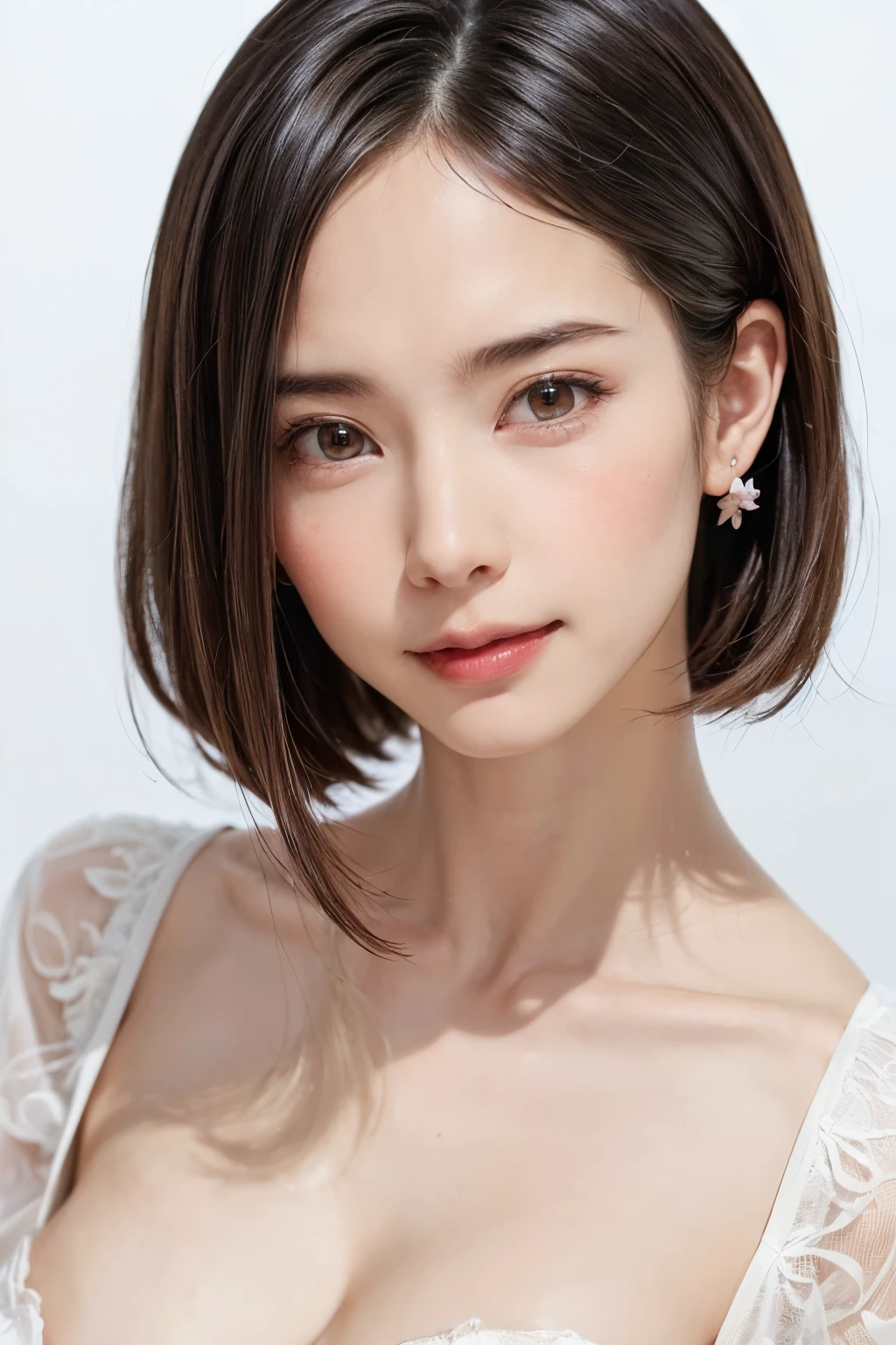 (8k, RAW photos, top quality, masterpiece: 1.2), ultra detailed, super resolution, (real, real photos: 1.37), portraits, high definition RAW color photos, professional photos, very detailed and beautiful, highly detailed, 8k wallpapers, amazing details, huge file size, official art, highly detailed CG Unity 8k wallpapers, highly detailed beautiful girls, highly detailed faces, Highly Detailed Eyes, Highly Detailed Skin, Highly Detailed Fingers, Very Detailed Nose, Highly Detailed Detailed Mouth, Perfect , Detailed Background, Detailed Clothes, One Girl, (20:1.2), 20s, Cute Girl, Realistic Body, Petite, White Skin, Radiant Skin, Slim Body, Black Hair, Short Hair, (Blunt Bangs: 1.2), Cute, Youthful, Pretty Face, Realistic Face, Delicate Eyes, Sale Eyes, ( (Fashionable winter clothes)), ((Up)), ((((Short hair)))), Earrings, Looking at the camera, Cowboy shot, Facing Front, Standing Posture, Contrapposto, Dynamic Lighting, C Cup ,