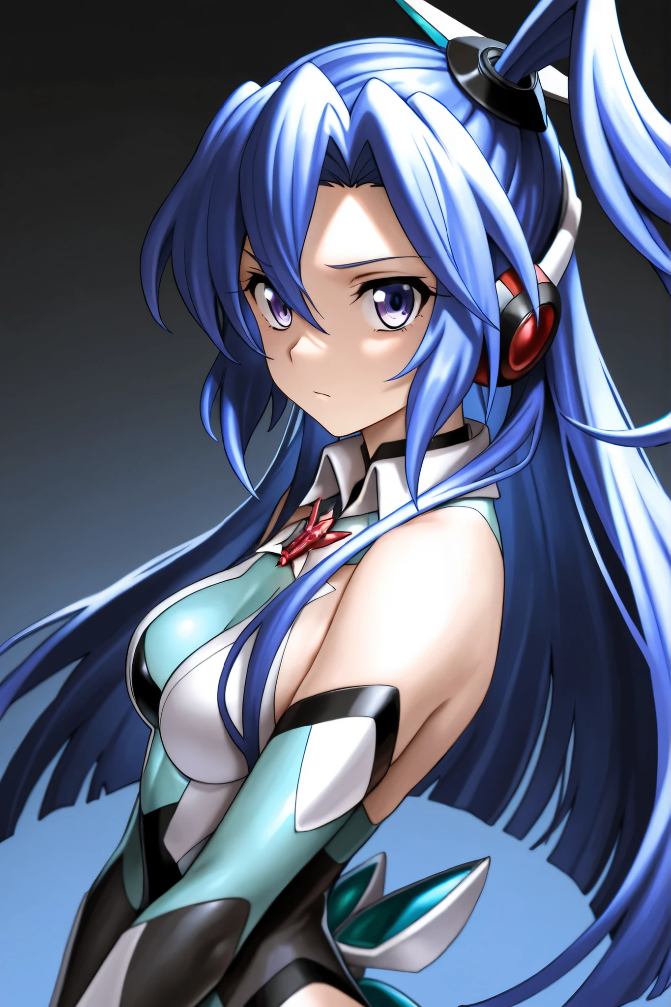 a digital painting of a woman with blue hair, glowwave girl portrait
art by Kenichi Sonoda