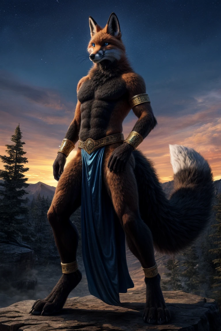Gray wolf with yellow eyes male, posing, alone, smiling expression, artwork, best art, full body, by violinist taran, detailed eyes, detailed body, claws, tall, topless, pectorals, abdomen, no clothes