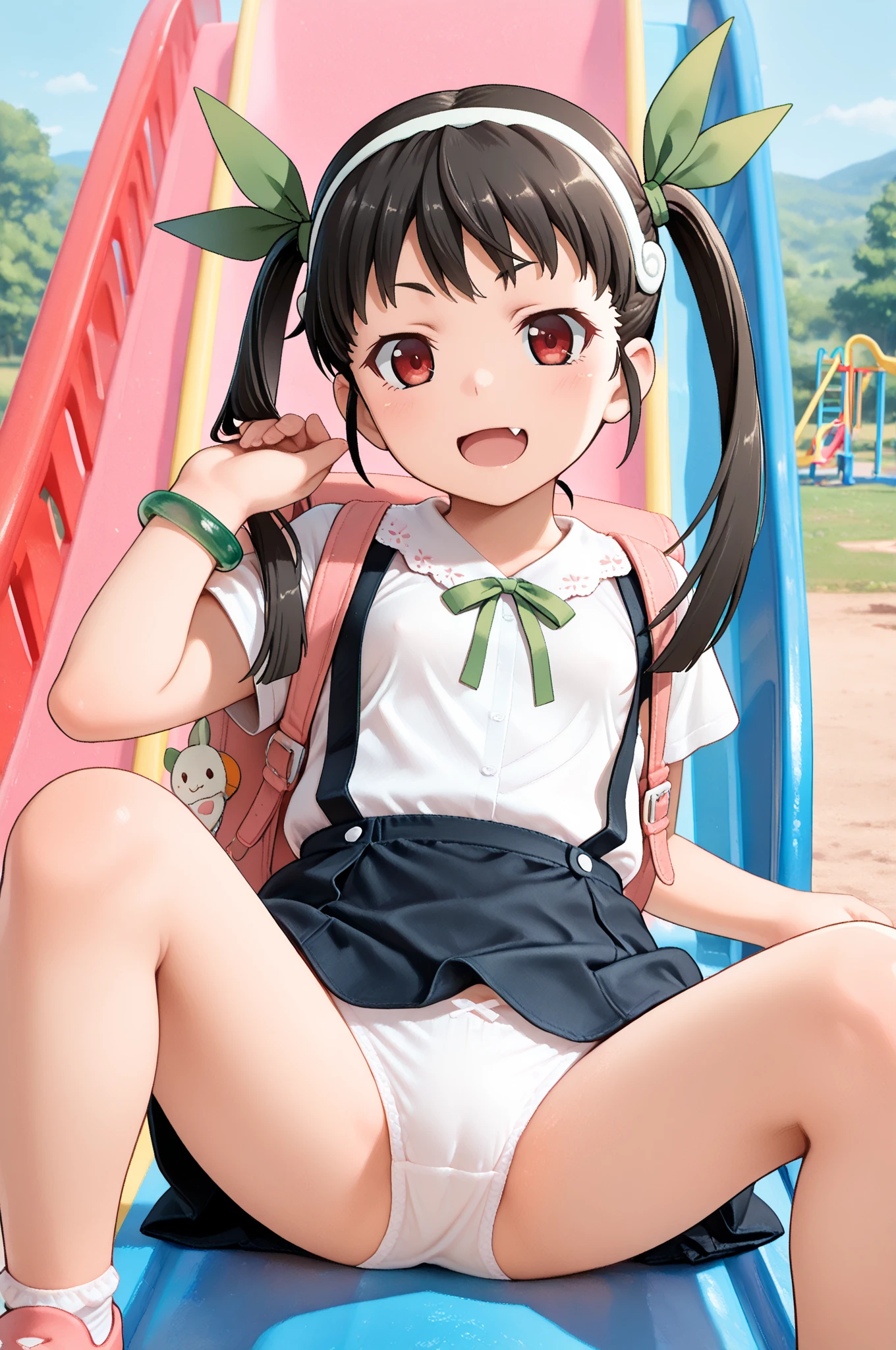 masterpiece, Highest quality, Nico_Yazawa,High resolution, 1 Girl, alone, Brown Hair, short hair, Twin tails、Purple eyes, , , (Cleavage)、(Beautiful thighs), Carrying a red backpack, (randoseru backpack:1.2) Sweaty、Thick thighs、Highest quality、4K、One girl, 8-year-old, , cute, Grin, (Surrounded by men in the park))、、His penis is exposed through his thick thighs, Surrounding the girls、Semen from the penis、Bukkake、Bukkake、(Bukkake)With projectile、Blowjob、Lots of passersby、Ahegao、Low length、、、Handjob、Spread your legs、(Handjob)(Blowjob)Knee socks、Plump、Big Breasts、Bodysuits, Big Butt、Shiny Feet、Sucking penis