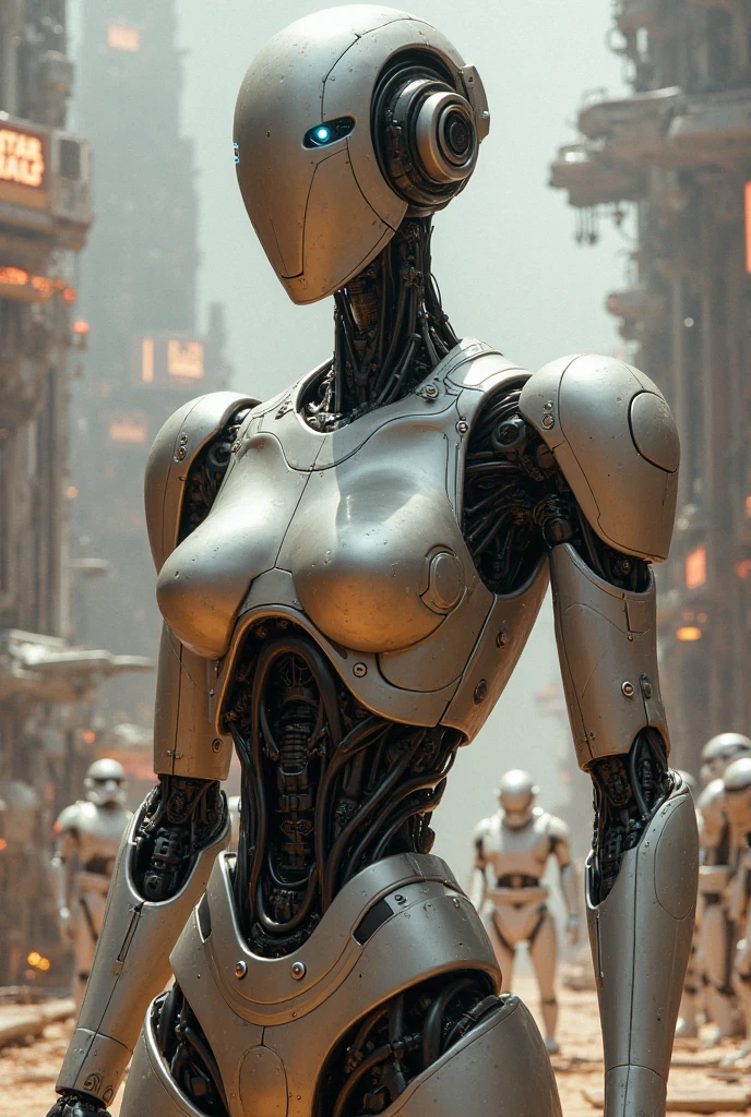 (1GIRL, alone, 独奏), (super detailed face), (Black Long Hair:1.2), (BIG BUTTOCKS, 11 LINE ABS, CLEAVAGE, HUGE FAKE BREASTS:1.5), (MECHA GUARD ARM:1.3), (A girl wearing sexy clothing,scantily clad,Whit cyberpunk sexy maillot,tight clothing,maillot,tight,fitting closely,High slit tight fitting clothing,Glowing eyes,Gloves,(A huge chest:1.4),Large area of skin,The only person,lackluster in one's eyes,A cold expression,White woman,mechanical artificial limb,Mechanical neck,mechanical high heel stiletto boots, Slim waist, Wide hips,High target,Full body portrait,完美的woman身体,woman形象,High-tech laboratory,woman,a voluptuous figure,Mechanical joints,Cyberpunk,Half of the chest is not covered,Thigh gap, Ceramic material,Hollow waist,Facing the audience,very short shaved hair,White hair,crew cut,tomboy, giant breasts, giant ass, very curvy, shiny silver hair, bright blue coloured eyes, cyborg, robotic arms,mechanical parts,Bare thighs,Sexy clothing,Mechanical headphones,Expose buttocks,Bare waist,Large area skin exposure, MECHA GUARD ARMOR LEGS, HIGH HEELS:1.5), (THICC MUSCULAR FEMALE BODY, SEXY LONG LEGS:1.1), (LOOKING AT VIEWER:1.3), (female focus:0.886),(BRIGHT LIGHTING:1.5), ULTRA HIGHT DEFINITION,Whit,highleg leotard,cyborg,cyberpunk