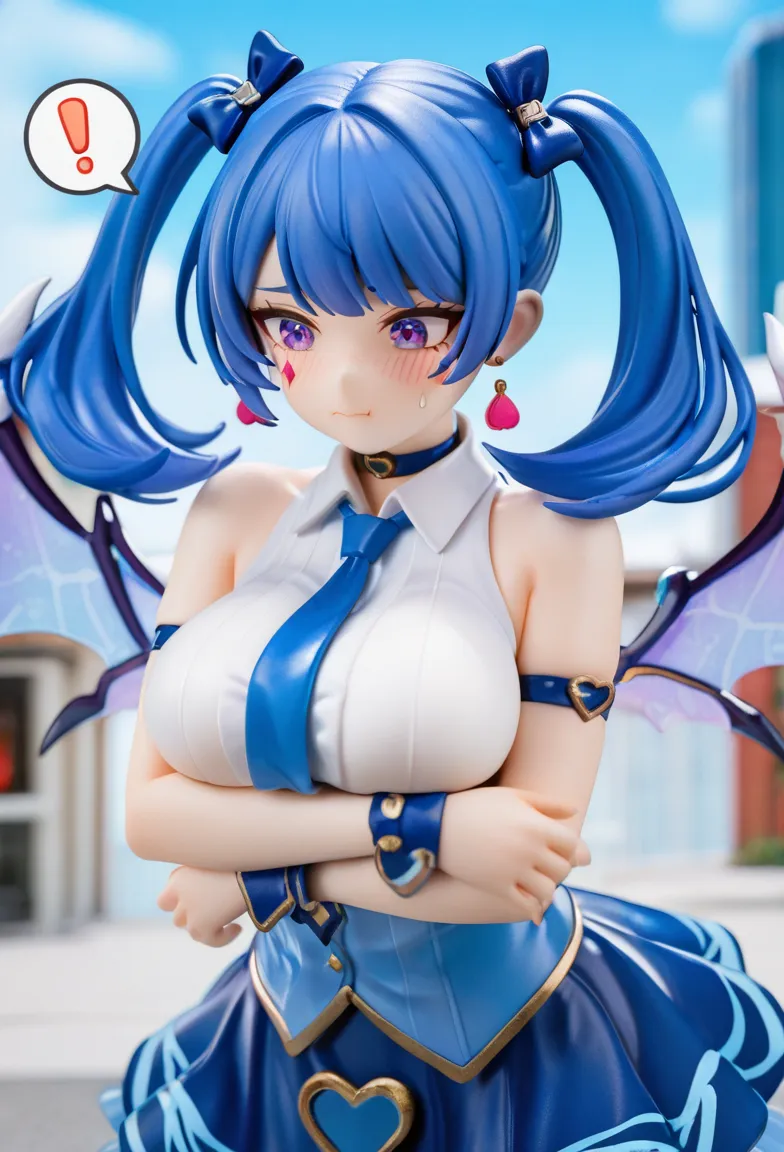 1girl in, Smile, close up, Castel, Blue hair, pectoral focus,frown,flower trim,Undressing,Pinstripe pattern.bow-shaped hair,Dutch Angle,Hands between legs,