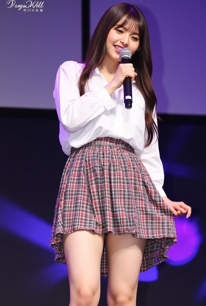 Highly detailed CG Unity 8k wallpaper、Highest quality、Ultra-detailed、masterpiece、Realistic、Photo realistic、One cute girl drawn in great detail、18-year-old、(Skirt rip)、(Roll up the skirt yourself))、White panties、Panty Focus、blush、Lips parted、Looking at the audience、Semi Body Shot、Wearing a ruffled shirt、Town、