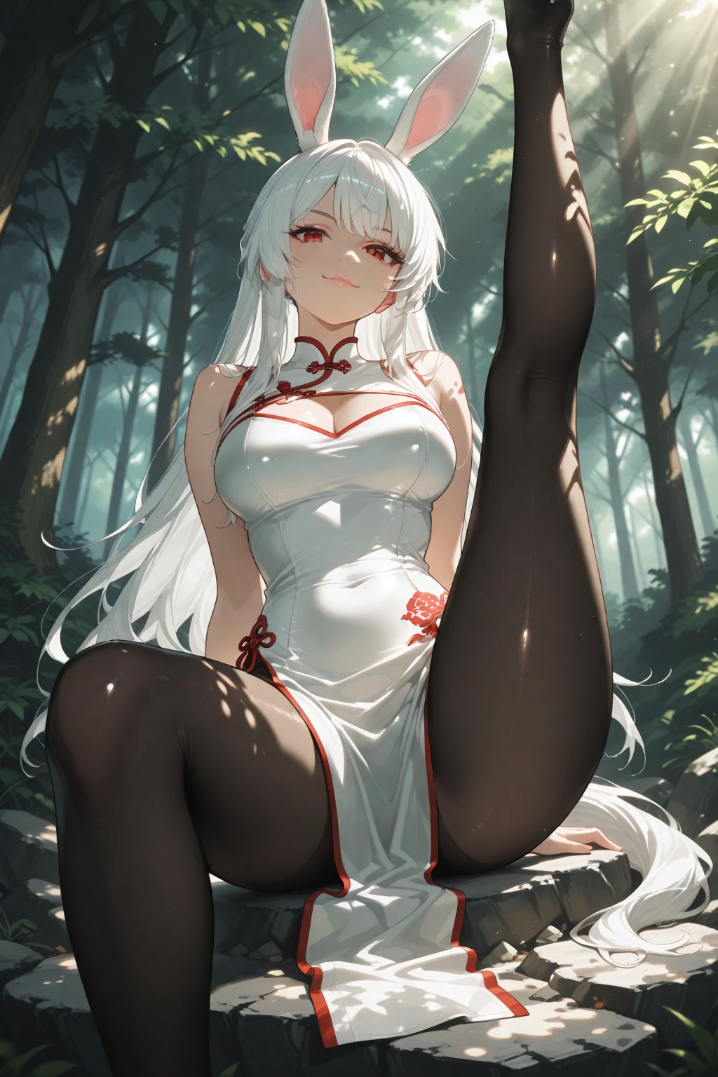 White silk pantyhose,open open mouth,spread their legs,Cute nose,cute and beautiful girl,The legs are relatively long,The chest is relatively large,The butt is facing me,The eyes are relatively large,Good facial features,Long hair,The reveal panties,The eyeballs are relatively large,sparkle in eyes,Tender feet,The nose is relatively large,White color hair,Raise your hands,Stick out her tongue,No shoes on,Pee,dual horsetail,Sweat all over the body,Lying on your stomach in the forest,The other touched her panties,There is a villa at the back,With a lollipop in his mouth,streaming tears,Urine leaking from under panties,Time stops in the air,16K resolution