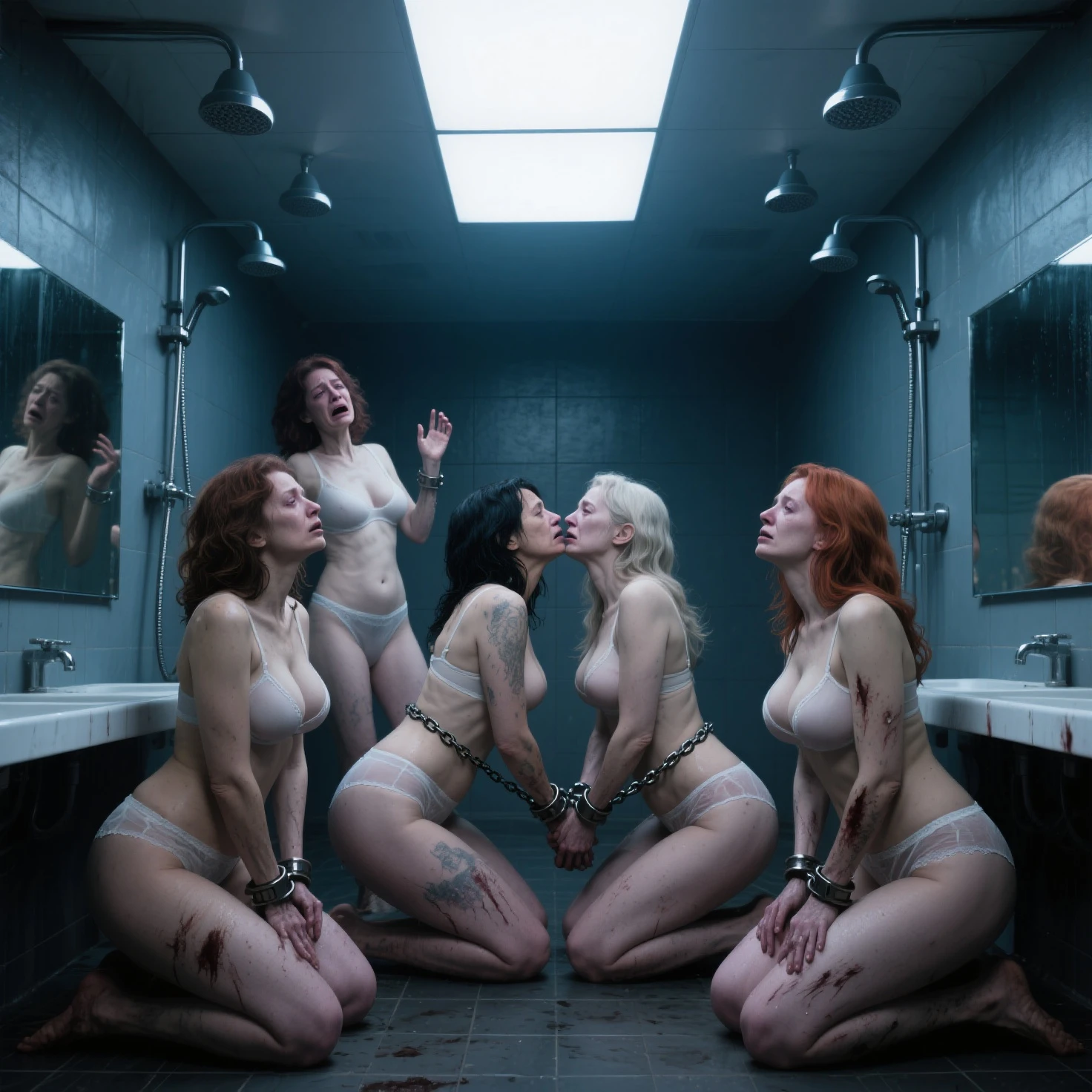 photo of a girl, <lora:reelhorror141:1> reelhorror, dismemberment, drooling, ((looking at mirror)), blood, injury, mutilated body, in a hospital, , hard lighting, ambient rim lighting, full body, , realistic,(8k) (muted colors:1.2), cinematic, filmic, (rutkowski, artstation:0.8) <lora:add_detail:1> full-length shot, pov scene, pov <lora:epi_noiseoffset2:1>