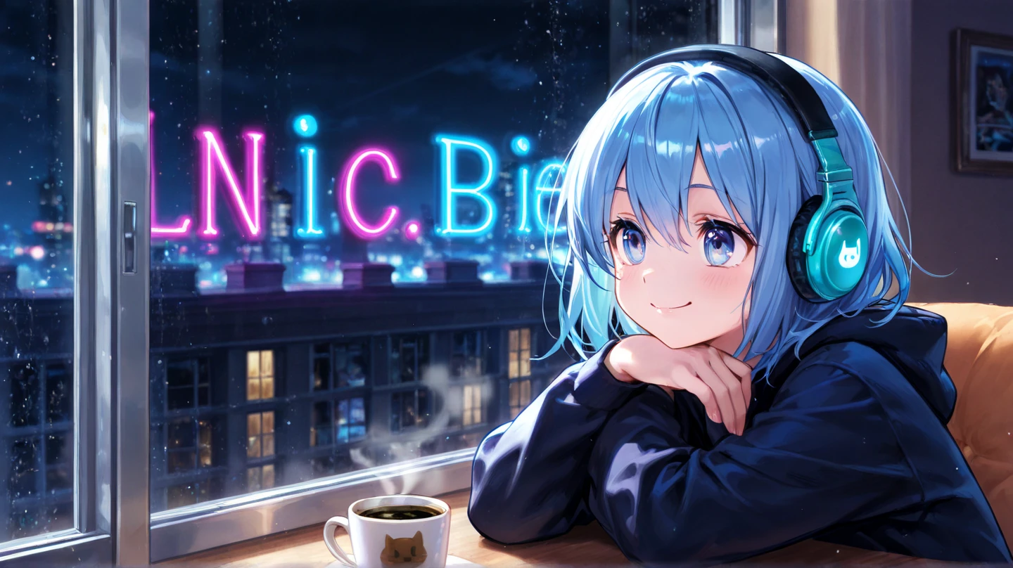 score_9,score_8_up,score_7_up,score_6_up, 1girl,
sitting in bed next to a large window, holding coffee cup, holding steaming coffee cup, wearing croptop hoodie, black croptop hoodie, long hair, blue hair, low ponytail hairstyle, pov from the side, sitting on the bed, hoodie, plants on the windowsill, looking out the window, looking away from viewer, background through window is vast space, galaxy background, wearing fishnets, fishnets, black fishnet stockings, thighs, night sky, night time, starry sky, cyberpunk city view out of the window, neon light, purple neon lights