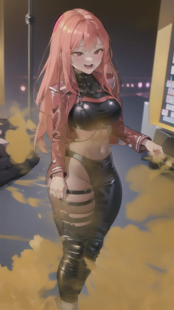 ((masterpiece、high quality、High resolution、4k, 8k, Blue Archive Official Art、live action)),knowledgeable person、detailed face、fine eyes、fine eyes、 (dripping Sweat、oil skin,glowing skin、realistic skin texture、fine and beautiful skin、shiny skin, big breasts、beautiful thighs, mature pretty woman、transparent eyes、sexy、(細い body and limbs,), (random pose) , ((clear eyes、double eyelid、big breasts))、((character : Karin Kakudate Blue Archive))、ぶら下がるbig breastsがシャツから見える、brown coat with fur、night view、night room、dark、lights out、grayscale:27、full of embarrassment、blush、bright red face、shy、((thin waist、thin thighs、beautiful feet))、standing pose、((vapor,Sweat,what))、(black leather high waist slit skirt、spread your legs),((vulgar face:1.8, ))、bright red bed、With a bewitching smile、(((blowjob gesture、迸るSweat、oil skin,sparkling skin、realistic skin texture、detailed beautiful skin、shiny skin、shiny skin)))