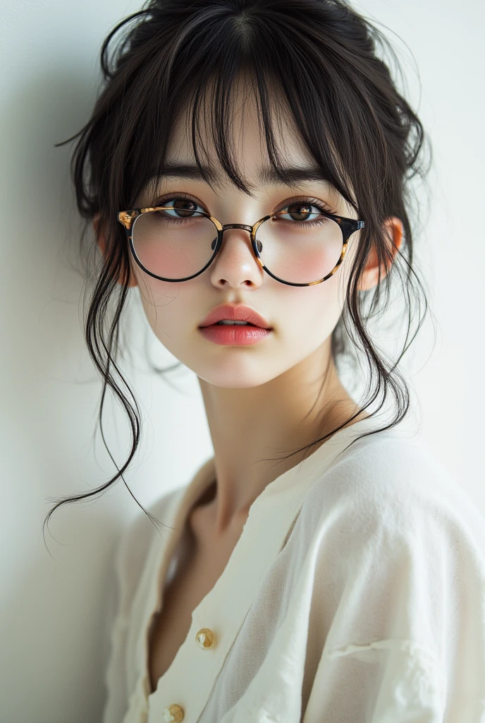 ((Highest Quality、masterpiece、high sensitivity、high definition、detailed depiction、depicting a delicate face、Fvalue:6.0),((Slender Woman、wearing glasses)),bib、baby's pacifier