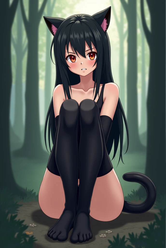 Alone,Sit on the stone steps,naked,naked,toddler,Small breasts,(Hairstyle:Hime cut,black),smile,Red Eyes,パイパンPussy,Pussy,,Highest quality,16K,Ultra HD,Do the splits,