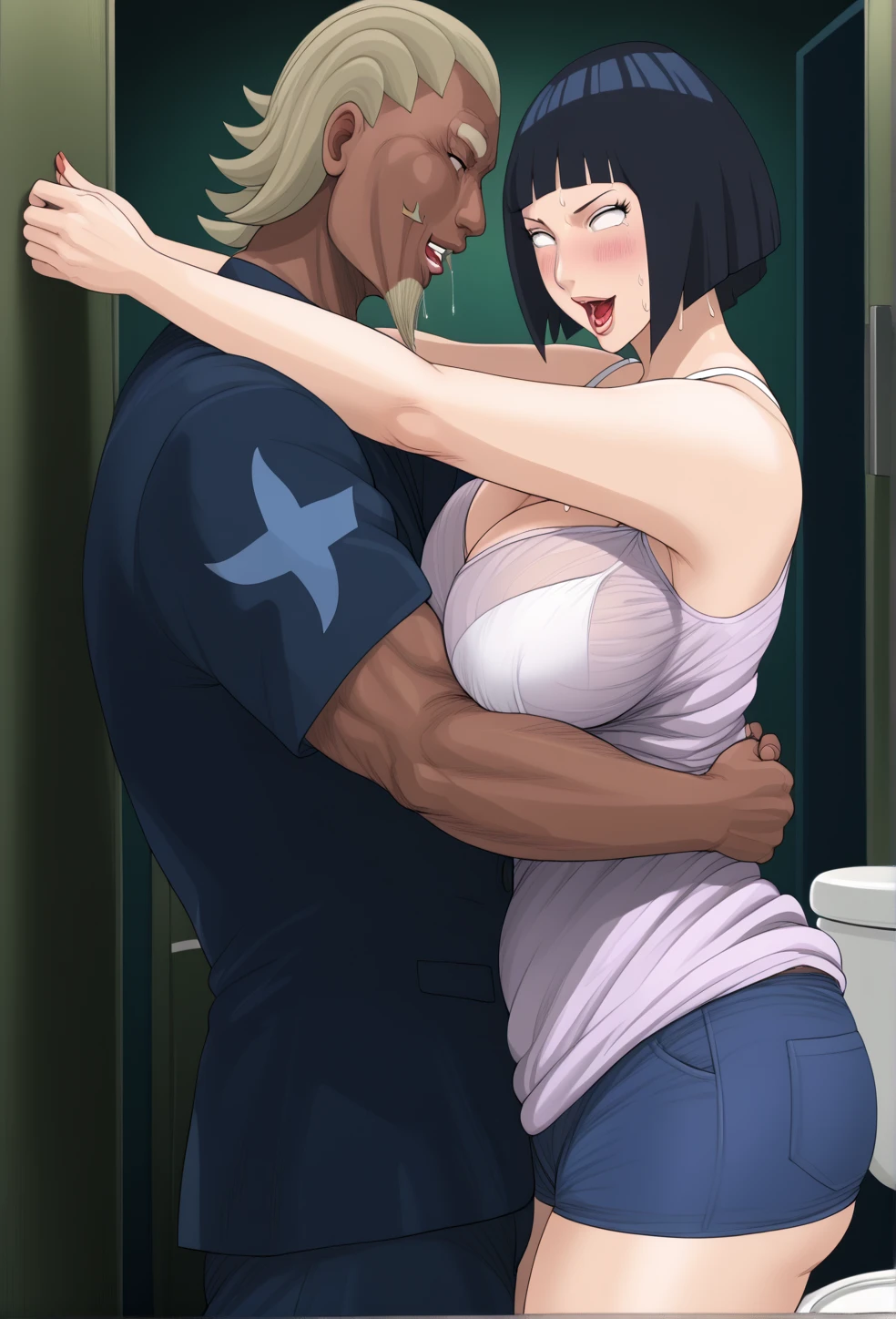 (score_9, score_8_up, score_7_up, score_6_up:1.5), (ai-generated:1.5), (Maximize Detail Slider:1.5), (Insanely Detailed:1.5), (Taking from behind:2.0), (source_anime:1.5) BREAK 1girl, hetero, 1boy, sex, thick penis, (interracial:2.0), crop top, vaginal, uncensored, testicles, spreaded pussy lips, pussy, bare thighs, clitoris, (spooning position:2.0), on side, sex from behind, looking back, medium breasts, grabbing breast, black hair, head back, (moaning:2.0), yelan_\(genshin_impact\), beautiful cinematic light, shallow depth of field, photographed on a Hasselblad X1D II 50c, 90mm f/2. 8 cine lens, sharp focus, cinestill 800T, (highly detailed, intricately detailed), HDR, 8k, cinematic film still from [jungle|sunset], from behind, big ass.