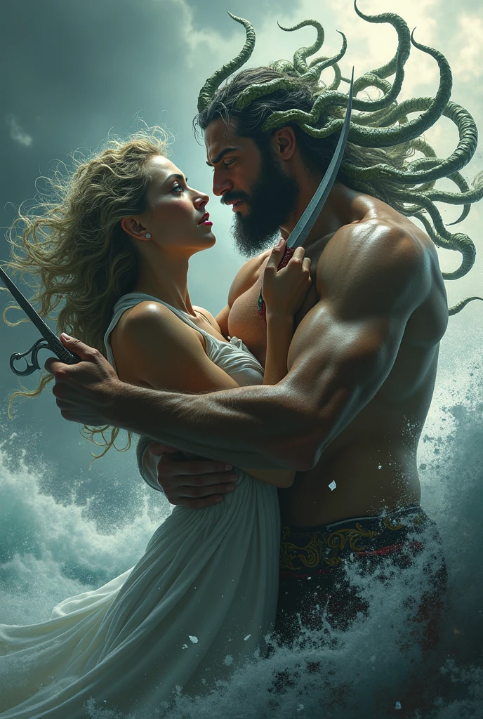 Poseidon hurting Aphrodite