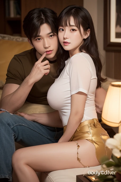 Một người đàn ông Trung Quốc và một Girl Hàn Quốc, age difference, 40 year old man, Girl 18 tuổi xinh đẹp, Girl (black hair, Brown eyes, big round eyes, pink lips, wearing a , short skirt, thin wet clothes, exposed chest, ngực, large areola); 40 year old man (wear black clothes, handsome man, burly, great, muscle, rich); hug and kiss position, stand and hug, mó have m, squeeze the chest, kiss lips, kiss breasts, butt rub, squeeze buttocks, quấy rối tình dục; ngồi trong xe ô tô, người đàn ông và Girl ngồi ở ghế lái, người đàn ông và Girl ôm ấp nhau trong xe