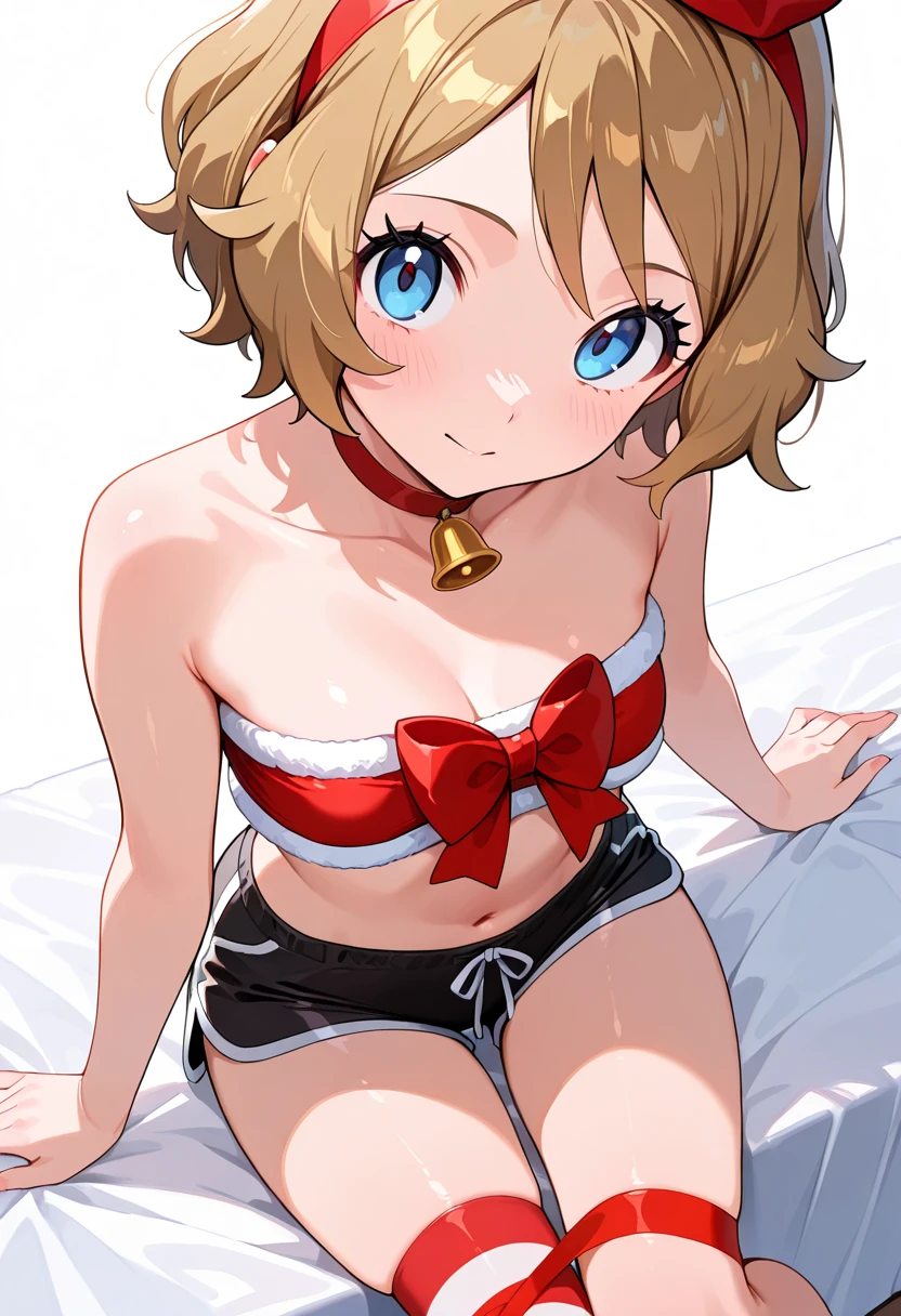 (extremely detaild的 CG unified 8k wallpapers),(tmasterpiece), (Best quality), (ultra - detailed), (Best Best Illustration),(The best shadow),White transparent bikini,being caught,Pressed to bed,Lie down in bed,arms back behind,A loving expression,Spread your legs apart,lift one thigh