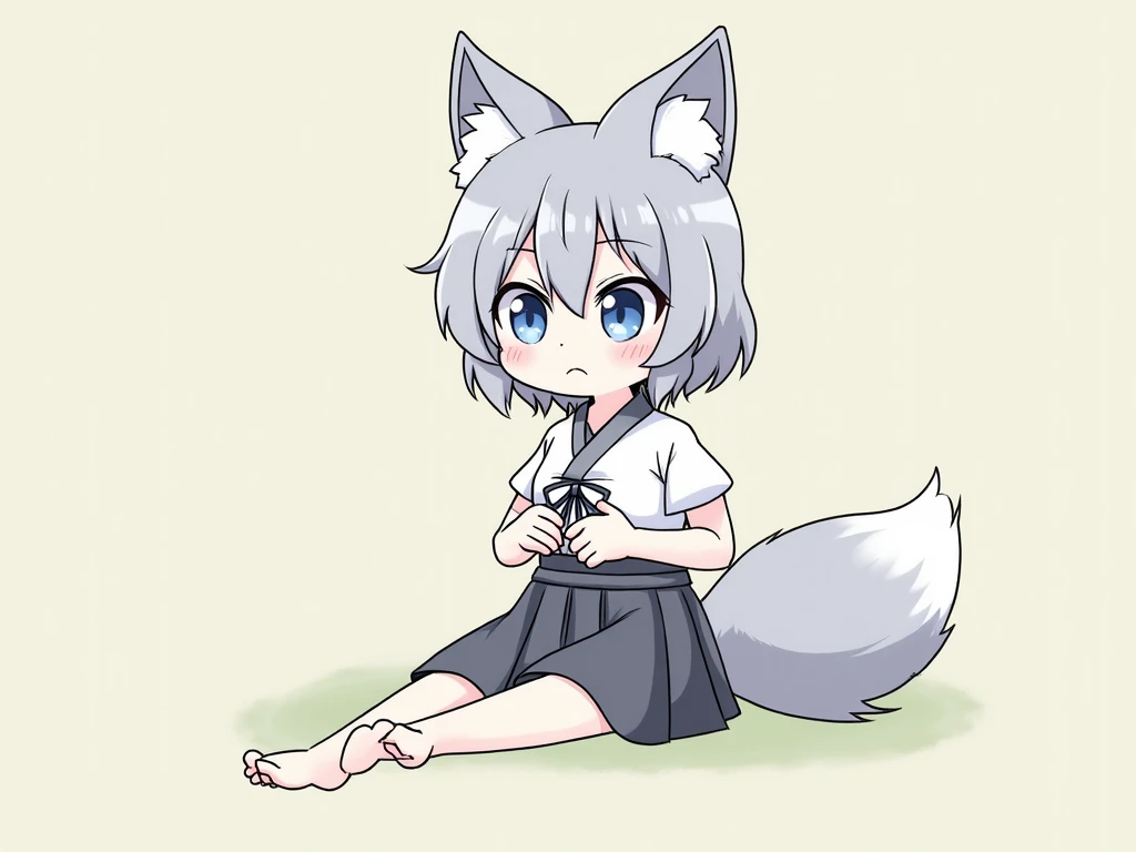 1 Girl, One, animal ears, rabbit, barefoot, knees up, dress, sitting, rabbit ears, short sleeves, I look at the viewer, grass, short hair, smile, White hair, puffy sleeves, On open air, puffy short sleeves, bang, on the ground, whole body, animal, white dress, Sun Ray, Brown eyes, dappled Sun Ray, day, Depth of field, skirt up, Hentai, pink panties, lowered to the knees, nsfw