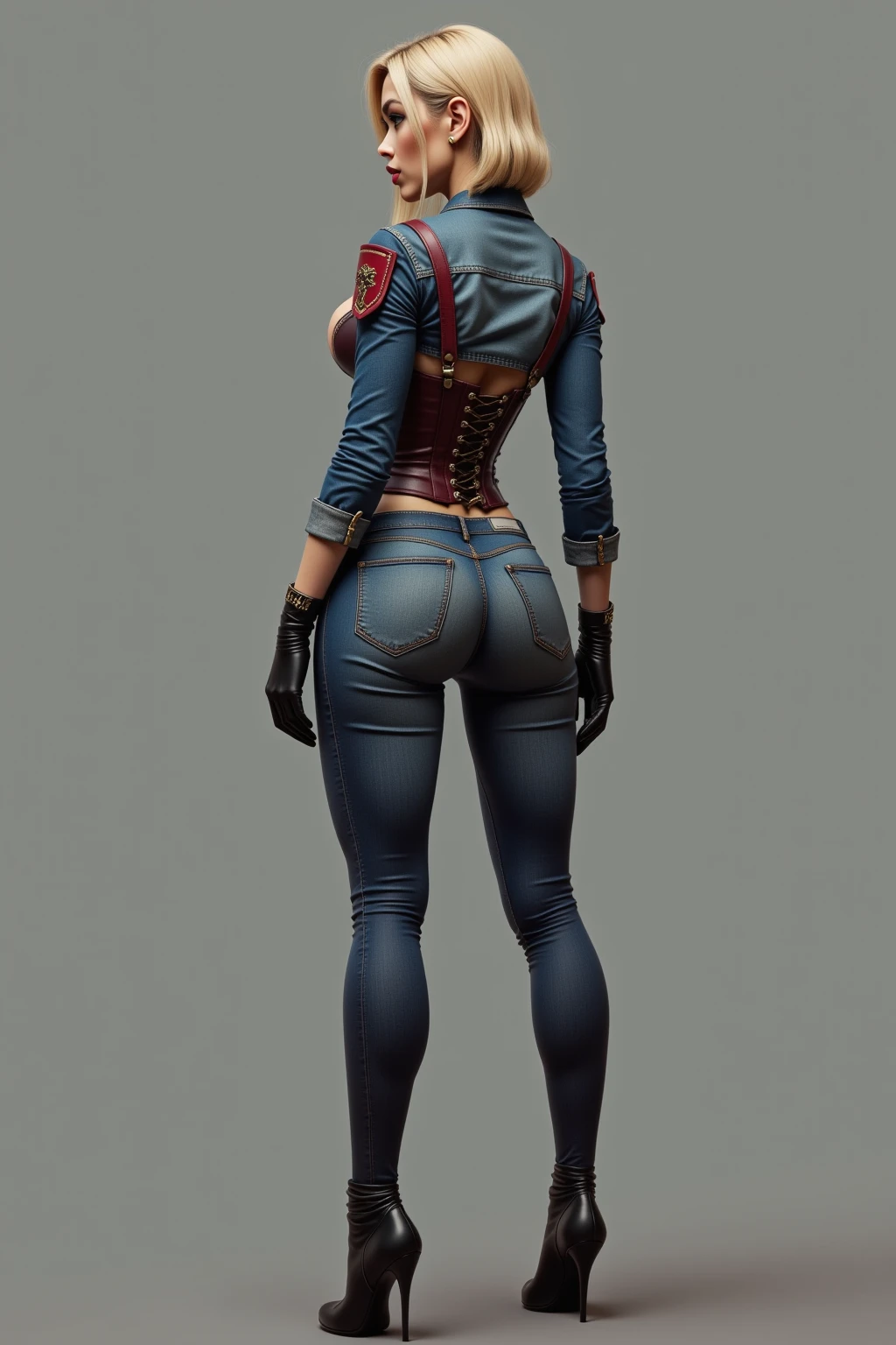 masterpiece, best quality, highres, 1girl, solo, blue eyes, boots, orange skin, gloves, tattoo, tentacle hair, colored skin, facial mark, facial tattoo, belt, forehead mark, lips, armor, long hair, ((faceless, mannequin)) ((faceless, mannequin))