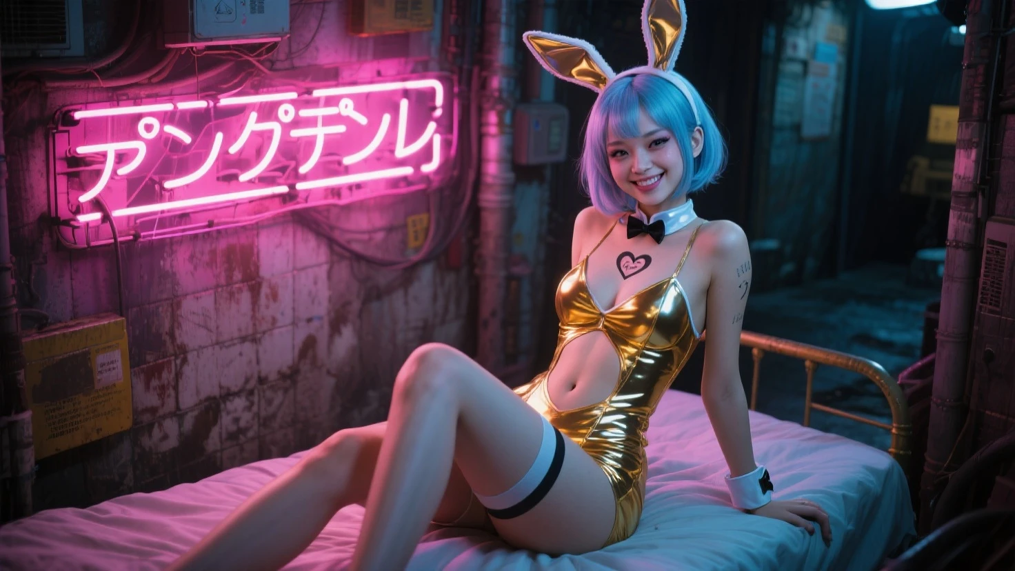 nightcity、Ride a large 1000cc motorcycle、Gravure photography、Realistic rabbit ears、rabbit ears sticking out of the head,,,、Pink hair、Pink rabbit ears、1 girl in、独奏、pink hoodie、masterpiece、top-quality、realisitic、Hyper-detailing、(Glossy skin、be sweaty:1.4)、absurderes、Looking at the camera、short pink hair、Brown-eyed、Slender beauties、动态照明、hight resolution、foco nítido、depth of fields、Detailed eye、Sharp eyes、Realistic eyes、(thick thight:1.0)、Beautuful Women:1.4、Slender Abs:1.2、((Short-cut bob hair))、((small tits:1.4))、((k pop:1.3))、((The bikini))、Highly detailed facial and skin texture、((the pose))、((魅惑的))、Anatomically correct number of fingers、Correct anatomy、