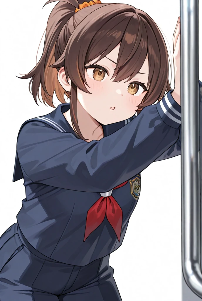 (masterpiece, best quality), 1girl,     <lora:Hikari:0.8> HikariDef,, short hair, brown eyes, brown hair, hair ornament, hairclip, dog ears, dog tail, dog girl,, shirt, school uniform, swimsuit, serafuku, shiny, sailor collar, neckerchief, one-piece swimsuit, school swimsuit, blue one-piece swimsuit, swimsuit under clothes, sailor shirt, old school swimsuit,