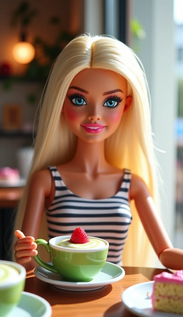 Barbie drinking coffee
