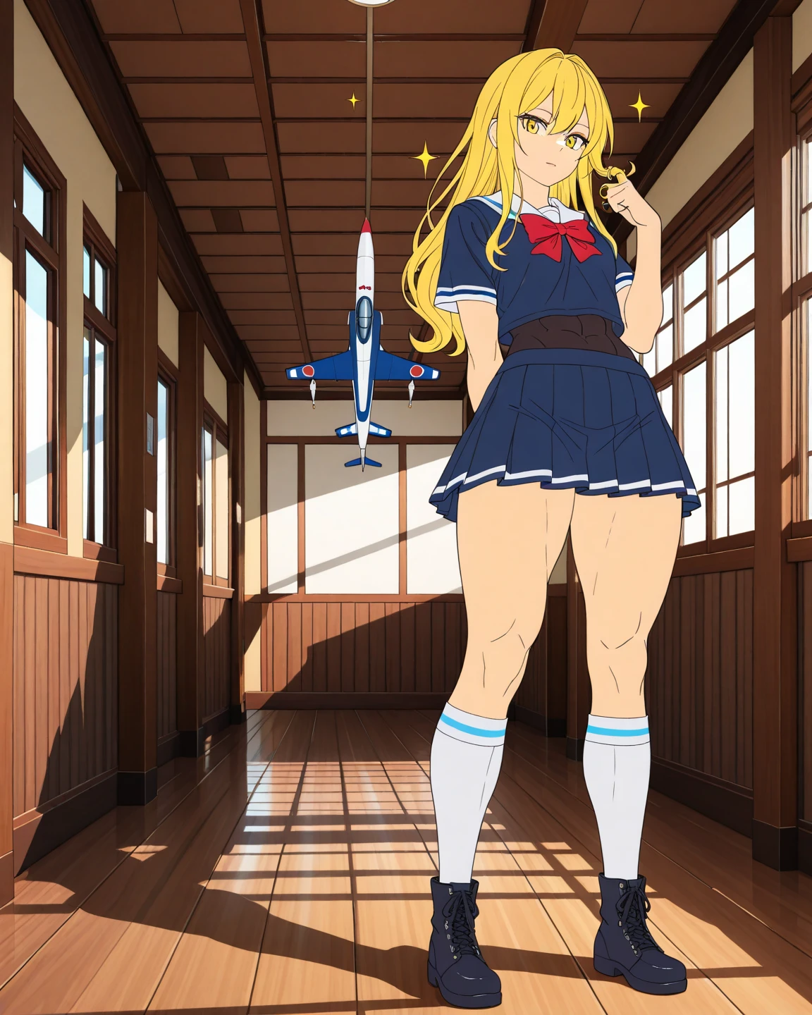 1girls, masterpiece, highest quality, disorganized, retro artstyle, 1980s \(style\)))), look viewer, (((sailor uniform))), (esper_mami), (((scoolgirl uniform))), knee shot, full blush, (((white Panties))),, Take a look here, view audience, short hair, 2girls, nsfw, Genitals are visible, (((See here))), (Japanese girl showing off panties:1.1), look viewer, from below, (((a girl, Flying in the air in a sailor uniform, from the knees up, overlooking the cityscape below,))),