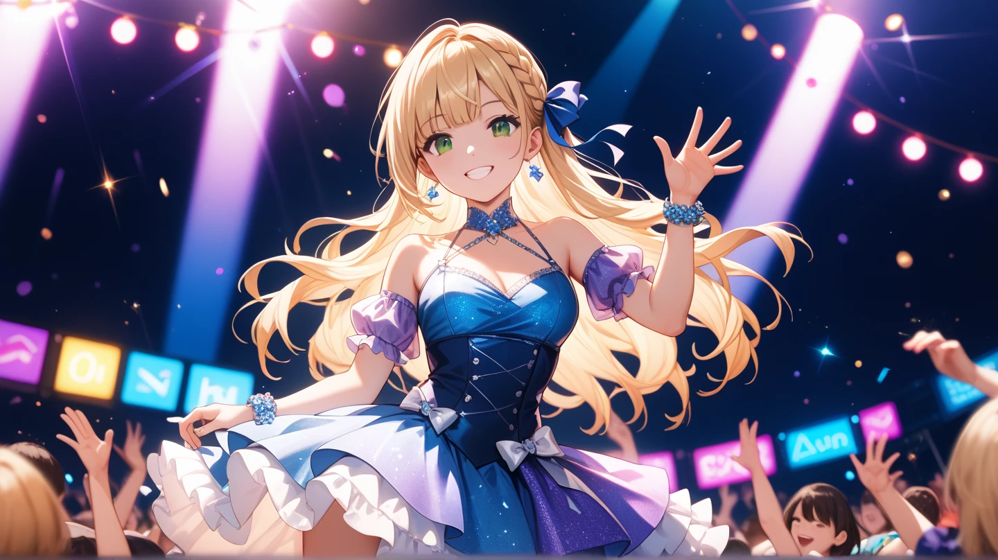 ((Highest quality)), ((masterpiece)), (detailed), （Perfect Face）、The woman is Reika Aoki, a Latin American with brown skin and medium-long blonde hair.、Woman wears Latin dance dress in South America、The woman is dancing Latin dance passionately
