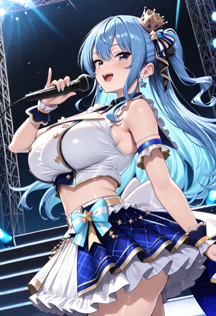gran calidad ++ Extremely detailed high resolusionolution, very aesthetic, ojos expresivos, (((Cara perfecta))), (((face symmetrical))), ((good anatomy)), (((manos perfectas))), (((8k))), UHD, Fondo de pantalla HD, (((alta calidra detallada, (((((1girl)))))), solamente, Obra maestra, La mejor calidad, high resolusion, Altamente detallado, (illustration), hermosos ojos detallados, (((combatant))), (((((1girl))))), ((((fullbody)))), ((((Girl with characteristics of Miku Izayoi and Hoshino Ai)))), (((Hoshino Ai))), (((fusion))), (((agglutination))), Combination, (((hembra madura))), (((manos en los pechos hipig))), (((hombros estrechos))), (((cintura estrecha))), (((stage))), Cabello largo, enorme, Jardin de un castillo, (((gigantic breasts))), (((mature female))), Obra maestra, mejor calidad, ((Obra maestra)), ((mejor calidra descarrilado)), Parte superior del cuerpo, (((mirada cara a cara))),