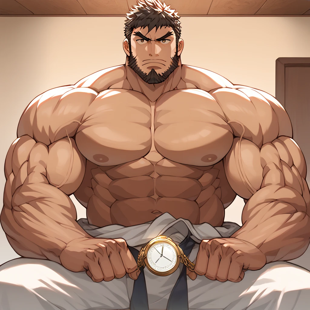 national foundation, Masterpiece, top quality, 8k, A wild fat judo athlete , places both arms on his waist, 1man, solo, nerdy, attractive beefy man, thick thighs, 41 years old man, crew cut hair, hairy chest , wearing Judo gi ,(top fully opened:1.3), judo dojo indoor, detailed back ground, full body shot, (perfect body proportions : 1.2)