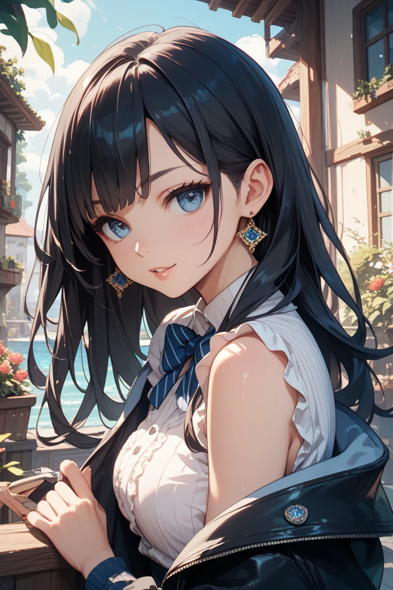 (masterpiece:1.3), (Absurd:1.3), (highest quality:1.3), (Super detailed:1.3), One girl, View Viewer, smile, Outdoor, Upper Body, few, Hello, serafuku, , Sailor collar,