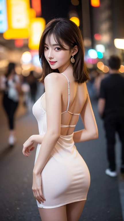 Random posture, (An extremely delicate and beautiful work), (masterpiece), 1girl, a girl in shiny transparent dress, highly detailed, waist leaking, ponytail contorted, charming expression, beautiful and clear eyes, green eye pupil, delicate necklace, delicate earrings, simple blurred background, extreme detail description, beautiful, charming, ultra-fine painting, delicate face, delicate figure, Fine collarbones, lovely lips, beautiful breasts, soft behind, mix4,(8k, RAW photo, best quality, masterpiece:1.2), (realistic, photo-realistic:1.37),1girl,cute,cityscape, night, rain, wet, professional lighting, photon mapping, radiosity, physically-based rendering,(beautiful small hard nipple:1.3),(seen nipple head on the dress:1.4),(shiny:1.2),(transparent:1.2)