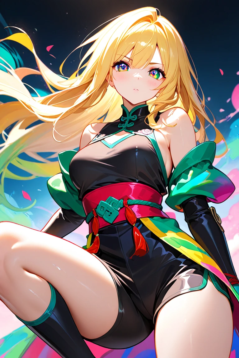 Marvel version of the Hulk becomes a real girl,super beautifulgirl,Smart and stunning golden-green pupils,Very clear,((In hand:1.3)),(Makrufalo:1.8)full body portrait,fighting stance,The eyes are fierce,Have detailed faces,Slightly vicissitudes,Award-winning照片,Bokeh,Surrealism,light,shadow,high detail,high quality,Award-winning,