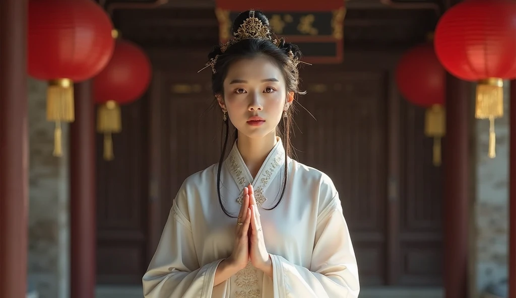 Chinese beautiful woman，Pray at the temple