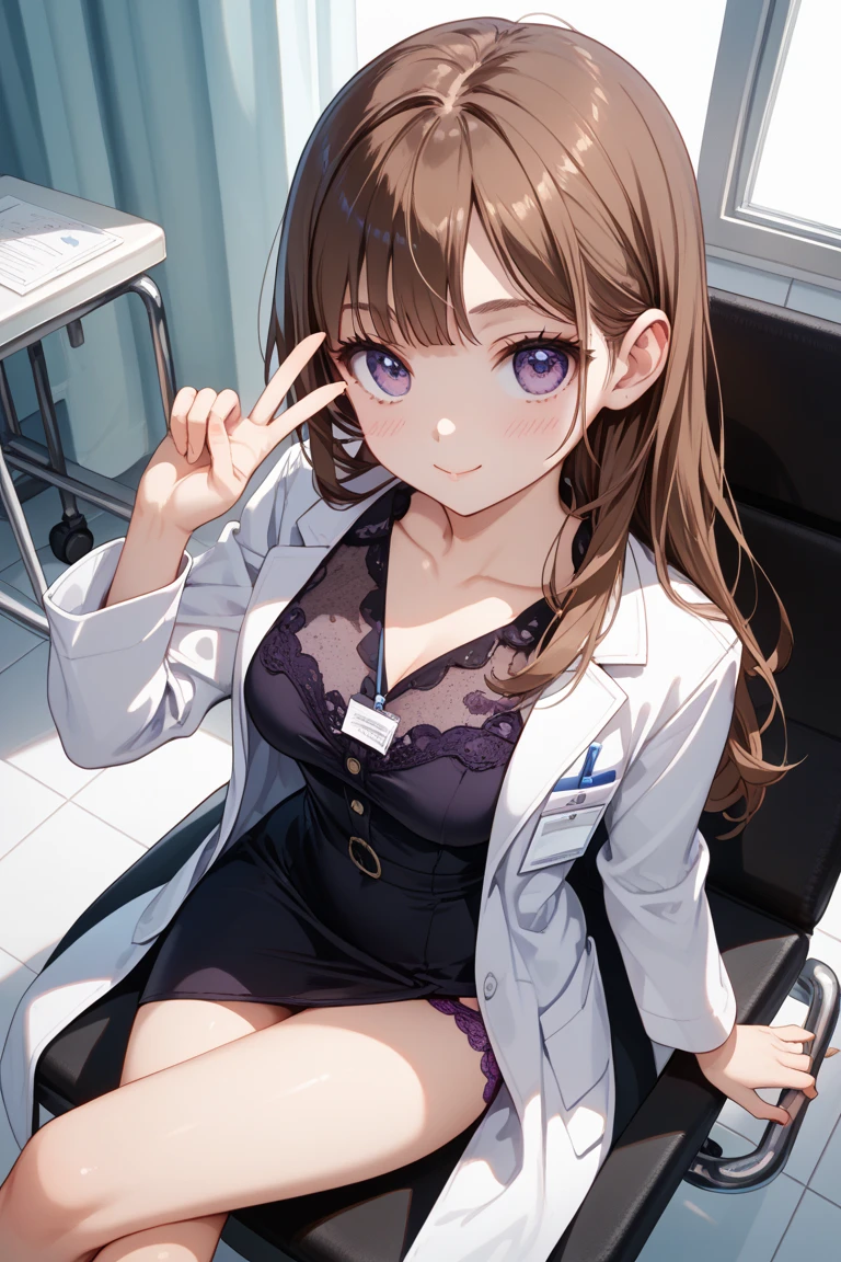 1girl, solo,(best quality),(masterpiece:1.1), full body, looking_at_viewer, dynamic angle, labcoat, cute, clear facial skin,