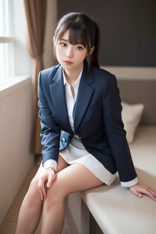 (In 8K,highest quality,masterpiece),(Realistic,RAW Photos,Super Fine Clear),Realistic Light,Detailed skin,Beautiful Japanese Woman,((30-year-old woman,))、business scene,Businesswoman'Clothing,suit,Office Fashion,(Long skirt)、Panty shot,White sexy panties,kneeling to spread legs,Thin legs、fine grain,Detailed fingers、thin、Sexual,Ecstasy表情,In the hotel bedroom,a place where there are no people,Ecstasy,Asian Eyes Era