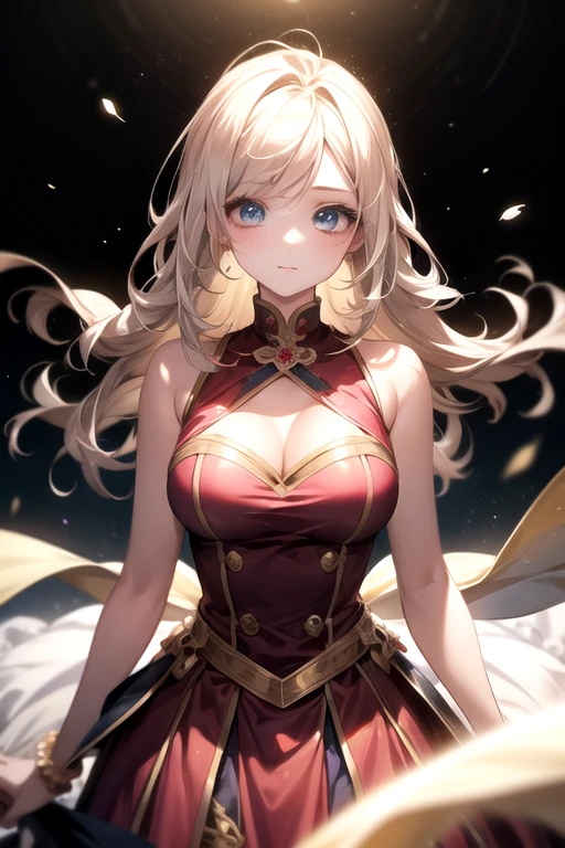 masterpiece, absurdres, best quality, ultra detailed, high Resolution, detailed illustration, bright colour, (extremely beautiful detailed face and eyes, Delicate beautiful face, 1 girl, cute face:1.3), (magenta eyes:1.1), sparkling eyes, big eyes, medium breasts, (perky breasts:1.1), (pointy breasts:1.1), medium hips, glamorous body, white skin, BREAK, long bob cut, (blonde hair:0.8), messy hair, detailed hair, shiny hair, BREAK (long skirt:1.5), (vagina:1.3), perfect lighting, (embarrassed:1.5), (ecstasy, vulgarity:1.5), (trembling:0.8), Looking up from below,