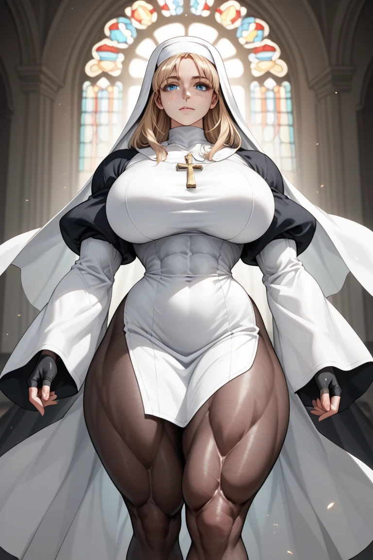 very huge muscle nun big pecs