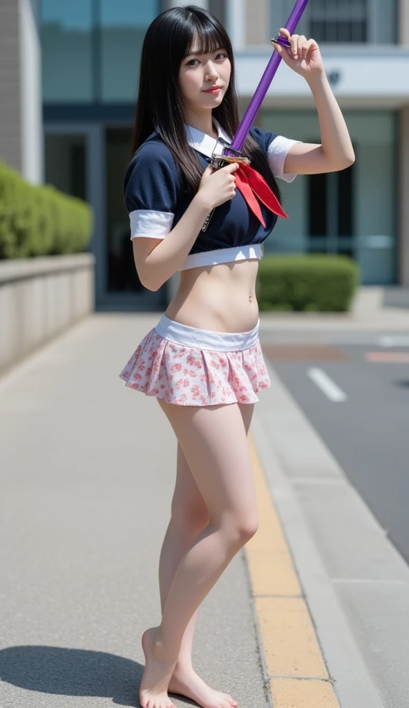 (a sailor suit:1.3)、hi-school girl、Sexy and cute、Colossal tits、perspiring、Wet crotch、seductive angles、(White pantyhose:1.2)、Best Quality, masutepiece, 超A high resolution, (Photorealistic:1.4), Raw photo,8K,japanes、女の子1人、17 age、Perfect looks、hi-school girl、Harajuku、Crowded、cute face、A smile、(Full body portrait:1.2)、stunningly beautiful、dynamicposes、delicated face、Lively eyes、No letters、No logo、Ponytail and scrunchie、((Stand with your feet shoulder-width apart:1.2)、 Wriggle your hips slightly、Cute smile、cammel toe、Black loafers、(a miniskirt:1.2)、((pink panty:1.2))、(Skirt twisted by the wind:1.3)、Rear view