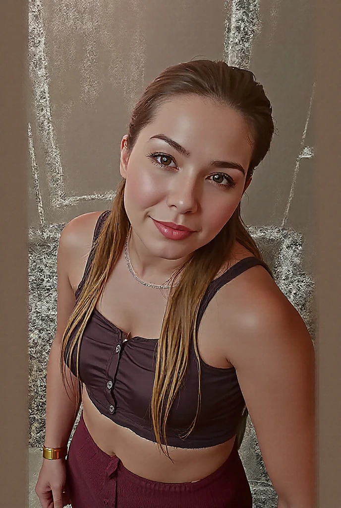 brown short ponytails, brown eyes, tee shirt, skirt, gamer bedroom, strikes sexy poses, sexy ass, and looks flirtatious, ultra-detailed human face, amazing fine detail, Canon 5DM4, film stock photograph, f1.6 lens, lifelike texture, lighting, dynamic composition, unreal engine, photorealist, real life,