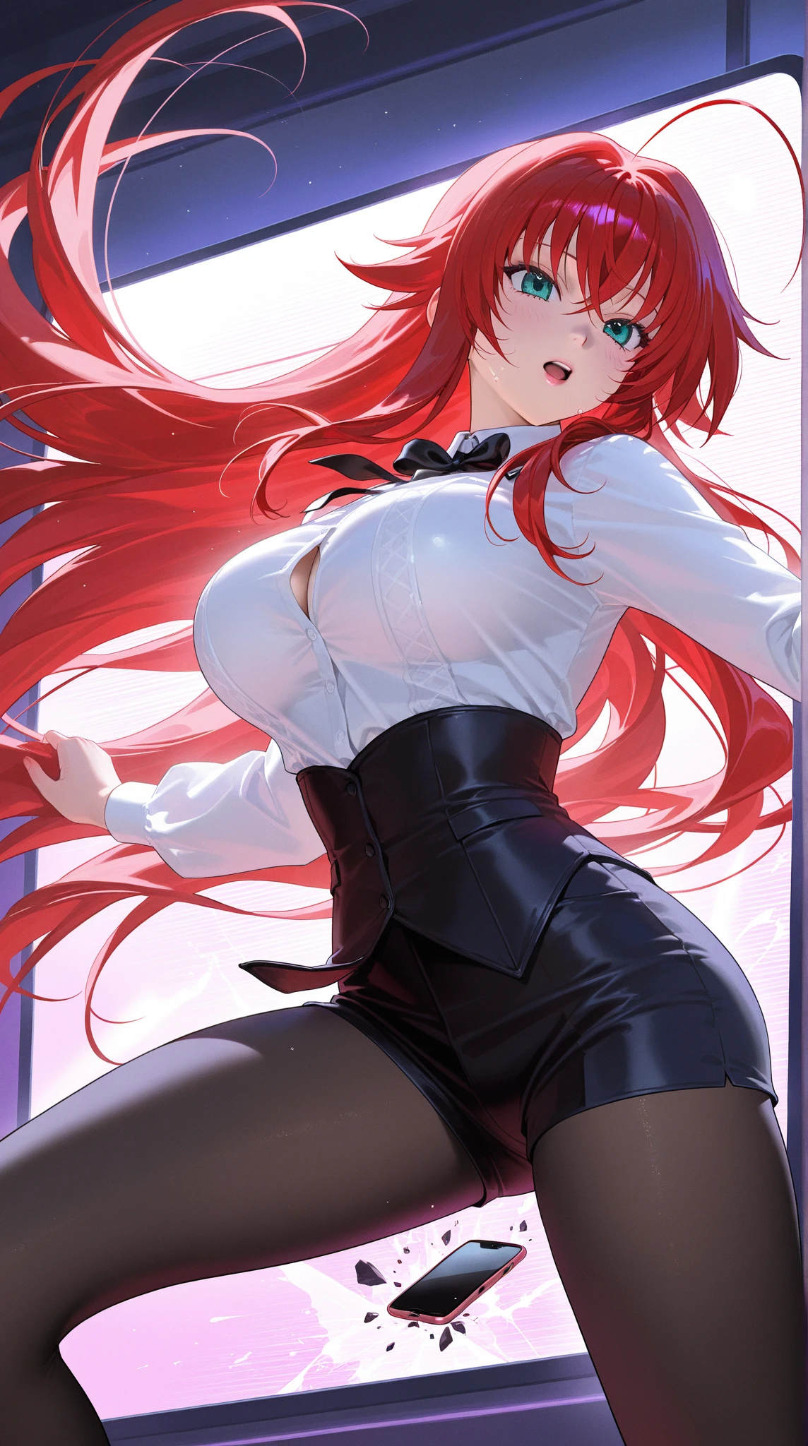 ((masterpiece, best quality)), (1girl),((mature female)), red hair, hairband, bangs, long hair, two piece strapless suit, micro suit, __location__, leotard, , black hairband, shoulder cutout, black thitying hair,curvy,cleavage,confident, ((flying petal)),(Flowery meadow) sky, cloudy_sky, building, sunlight, sun, evening,, (evening theme:1.3), light, fantasy,
