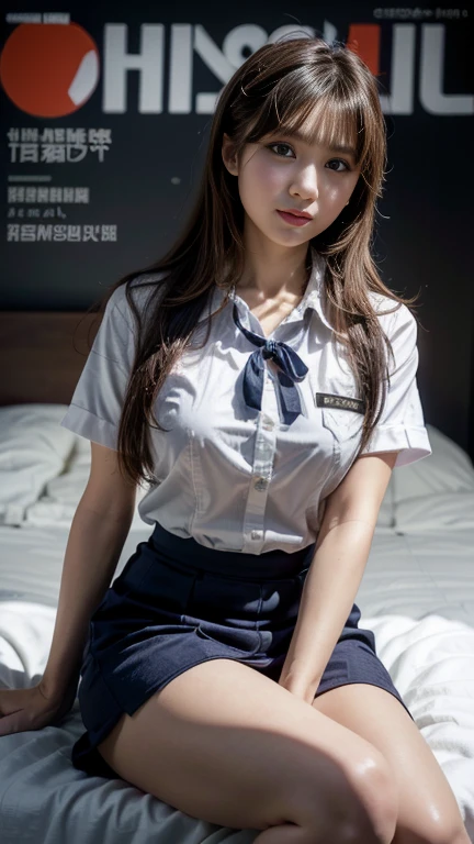 masterpiece, photorealistic masterpiece, professional photography, In high resolution, attractive pose, awesome full color, Ultra-detailed vividness,Standing in an abandoned house, dark room, dark night, Backlit details from the window, calm colors, 35mm masterpiece, smile, big breasts, white shirt, ((viewer: 1.1)), ((long flare skirt)), (spread your legs), (((lift the skirt yourself)), ((show me your panties))), lift clothes, Panty shot, (Detailed lace panties,) squat,